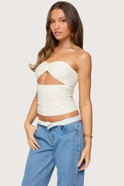 Top tejido strapless calado de Edikted en Tops para argentina