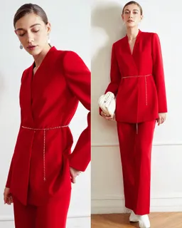 Blazer cruzado con cinturón cadena de Motf en Blazers para argentina