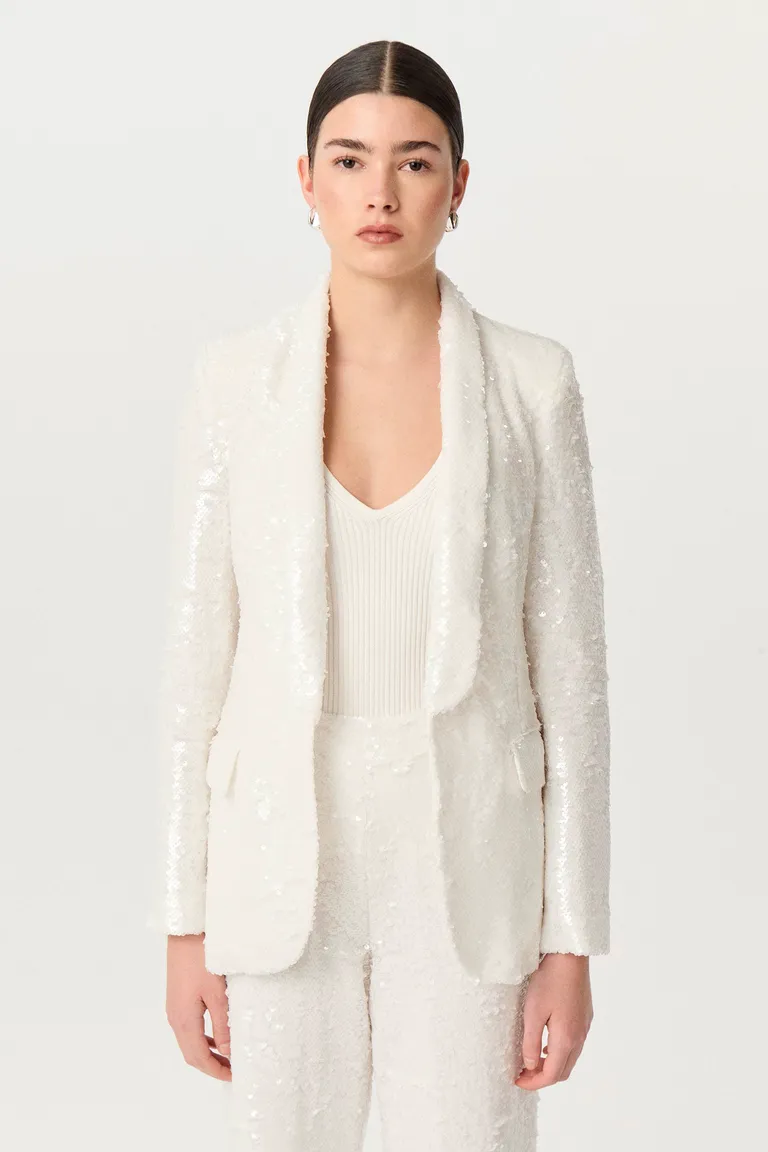 Blazer largo de lentejuelas con silueta entallada y manga larga de Markova en Blazers para argentina