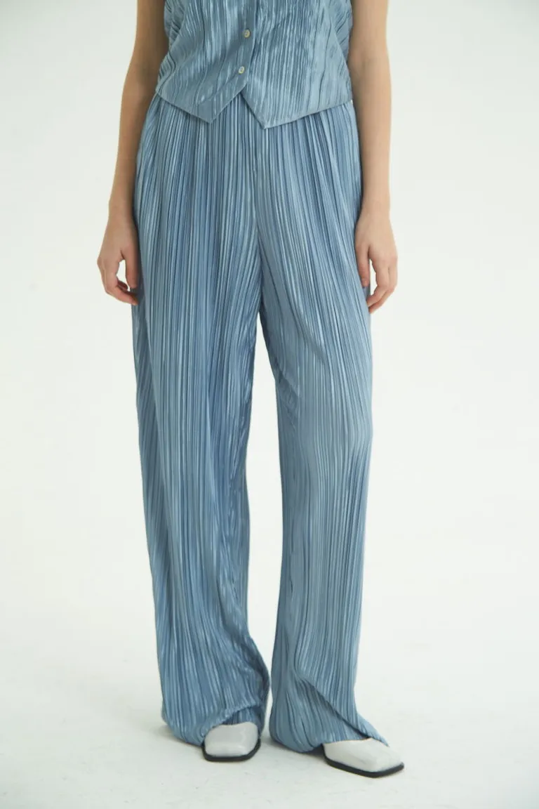 Pantalón plisado de tiro medio, con cintura elástica y detalle brillante de Las Pepas en Pantalones para argentina