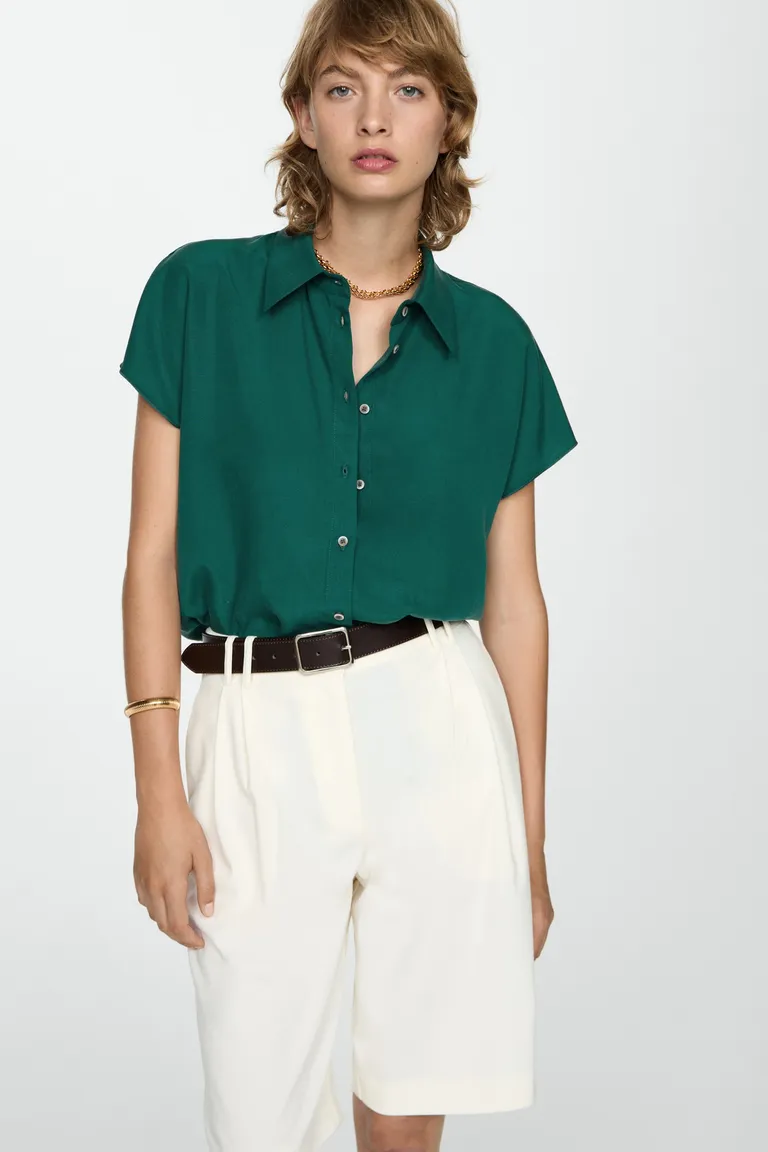 Camisa lyocell manga corta de Mango en Camisas para argentina