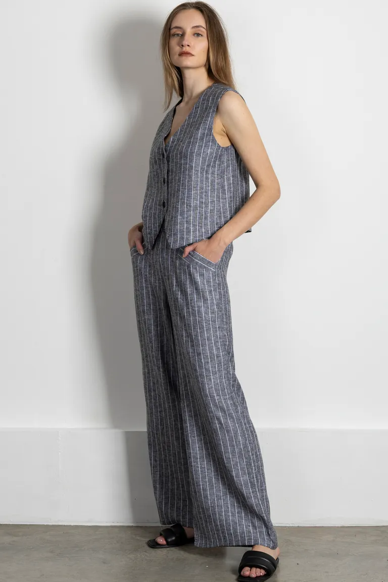 Chaleco lino gris estilo sastre para mujer de Kill en Chalecos para argentina