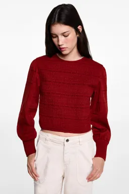 Blusa algodón fruncida de Mango Teen en Blusas para argentina