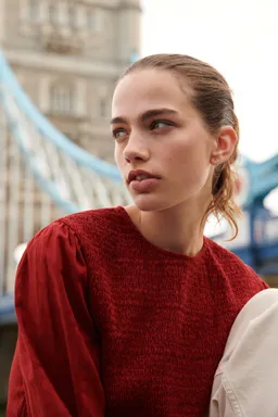 Blusa algodón fruncida de Mango Teen en Blusas para argentina