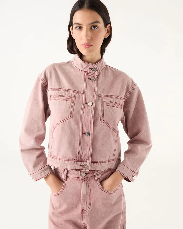 Chaqueta de jean con cuello redondo y cierre de botones metálicos con bolsillos delanteros de Furzai en Chaquetas para argentina