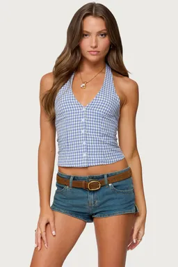 Top halter gingham evan de Edikted en Tops para argentina