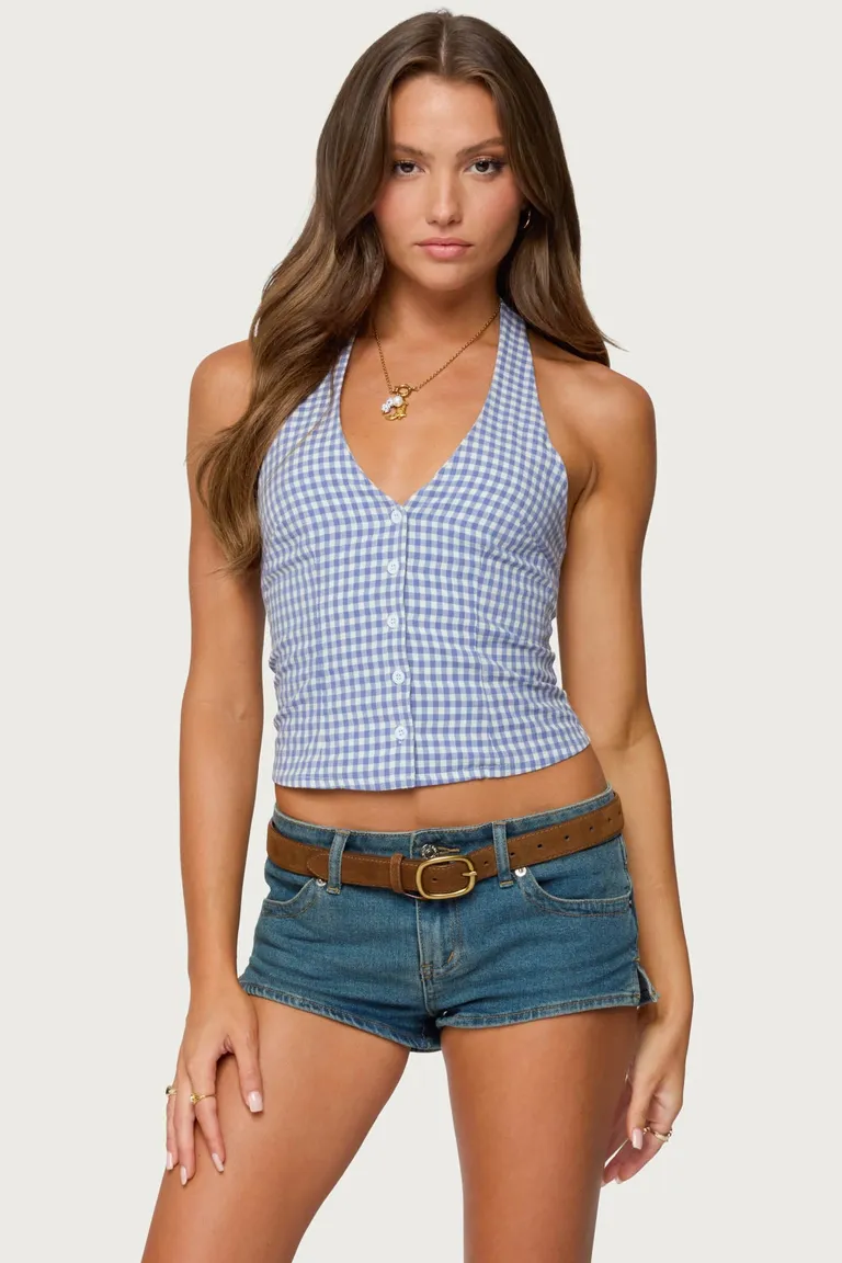 Top halter gingham evan de Edikted en Tops para argentina