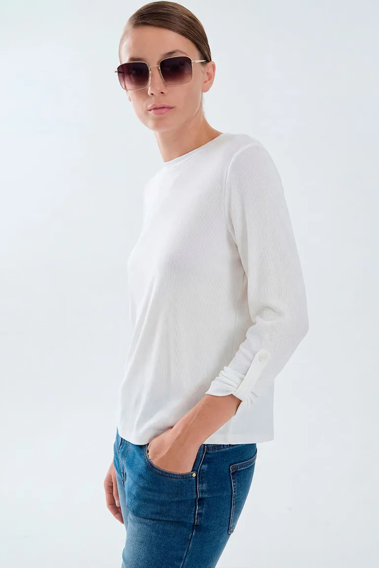 Remera de manga larga con ajuste regular y presillas en mangas para uso versátil de Portsaid en Remeras para argentina