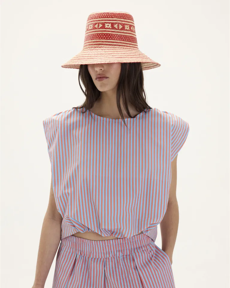 Top con mangas caídas y efecto globo en la cintura con elástico inferior de Blue Sheep en Tops para argentina