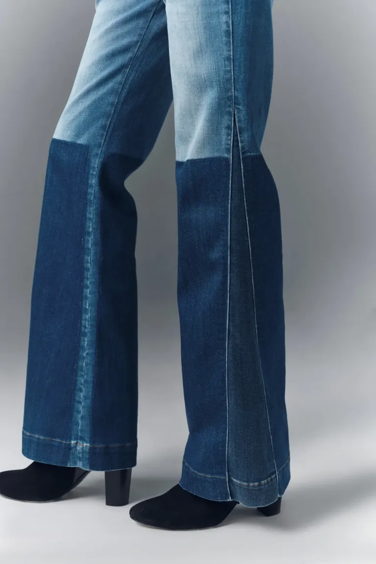 Pantalón de tiro medio acampanado con lavado efecto denim en azul de Rapsodia en Pantalones para argentina