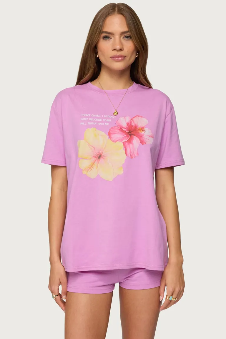 Remera estampada fleur hibiscus de Edikted en Remeras para argentina