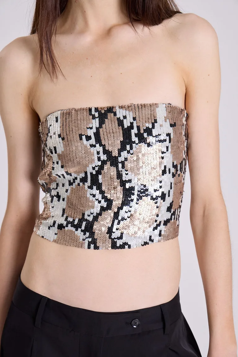 Top sin tirantes con estampado serpiente para mujer de Maria Cher en Tops para argentina