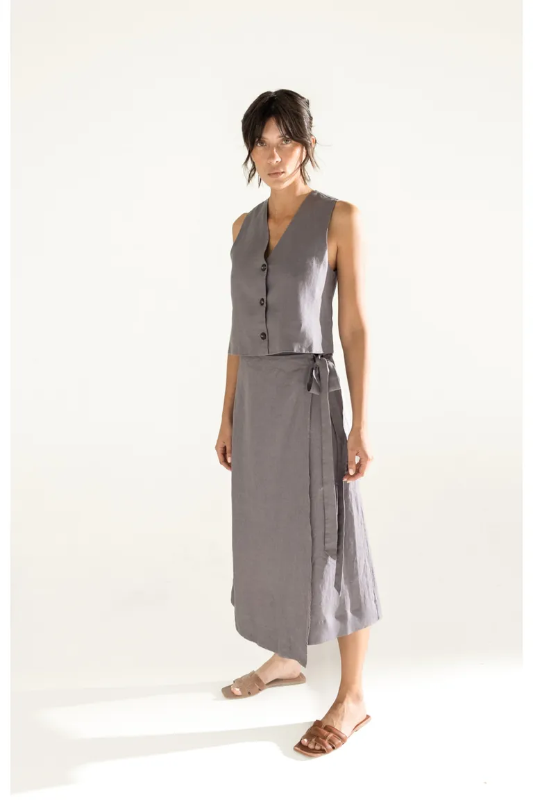 Falda larga de tela fluida en tono grisáceo para mujer de Akiabara en Faldas para argentina