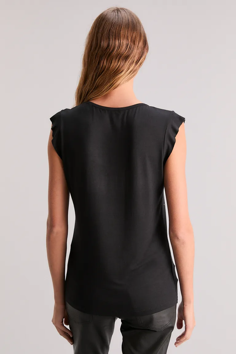 Musculosa negra con detalles brillantes y diseño exclusivo de Kosiuko en Tops para argentina