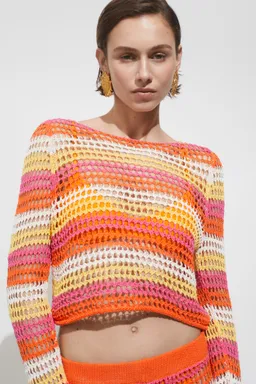 Jersey crochet combinado de Mango en Buzos y Sweaters para argentina
