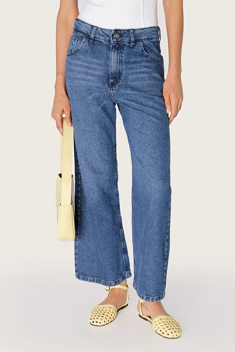 Pantalón de Jean Tera de Tiro Alto en Color Azul Marino de Sofia Sarkany en Pantalones para argentina