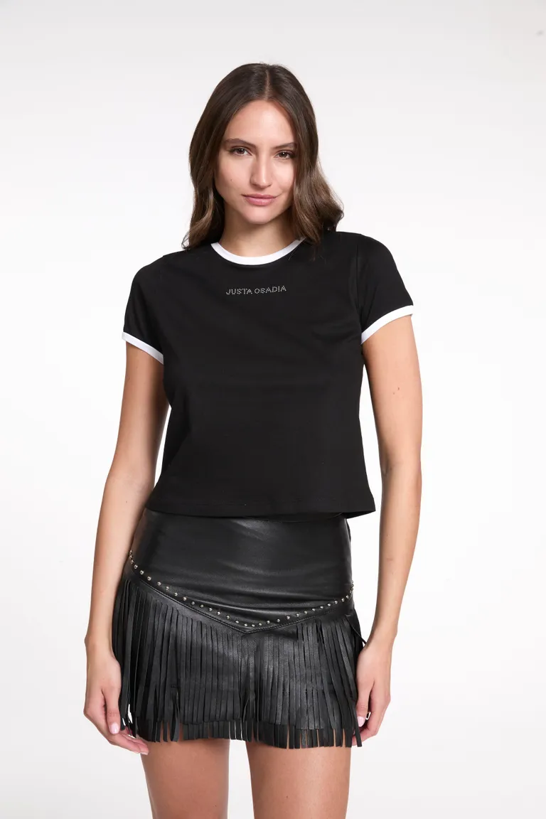 Remera de algodón con detalles en contraste en cuello y mangas de Justaosadia en Remeras para argentina