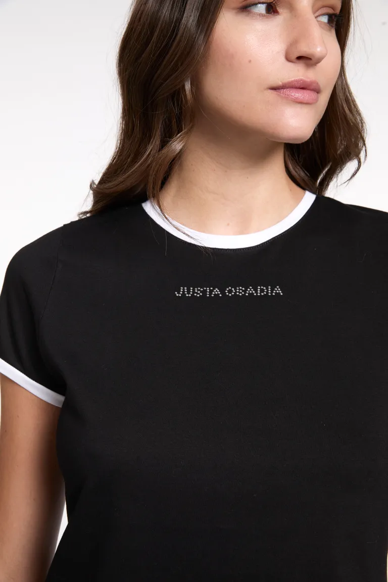 Remera de algodón con detalles en contraste en cuello y mangas de Justaosadia en Remeras para argentina