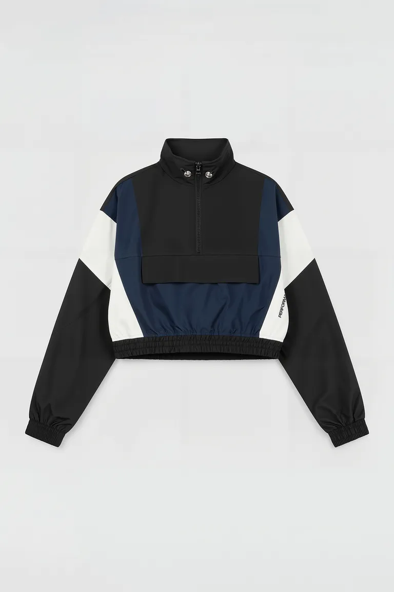 Anorak boxy negro con recortes a contratono y detalles de cierre de Top White en Buzos y Sweaters para argentina