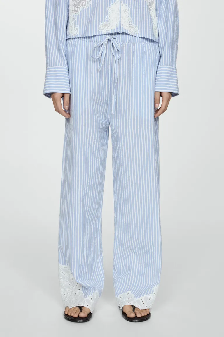Pantalón rayas con bordado de Mango en Pantalones para argentina