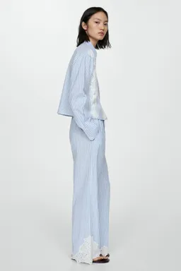 Pantalón rayas con bordado de Mango en Pantalones para argentina