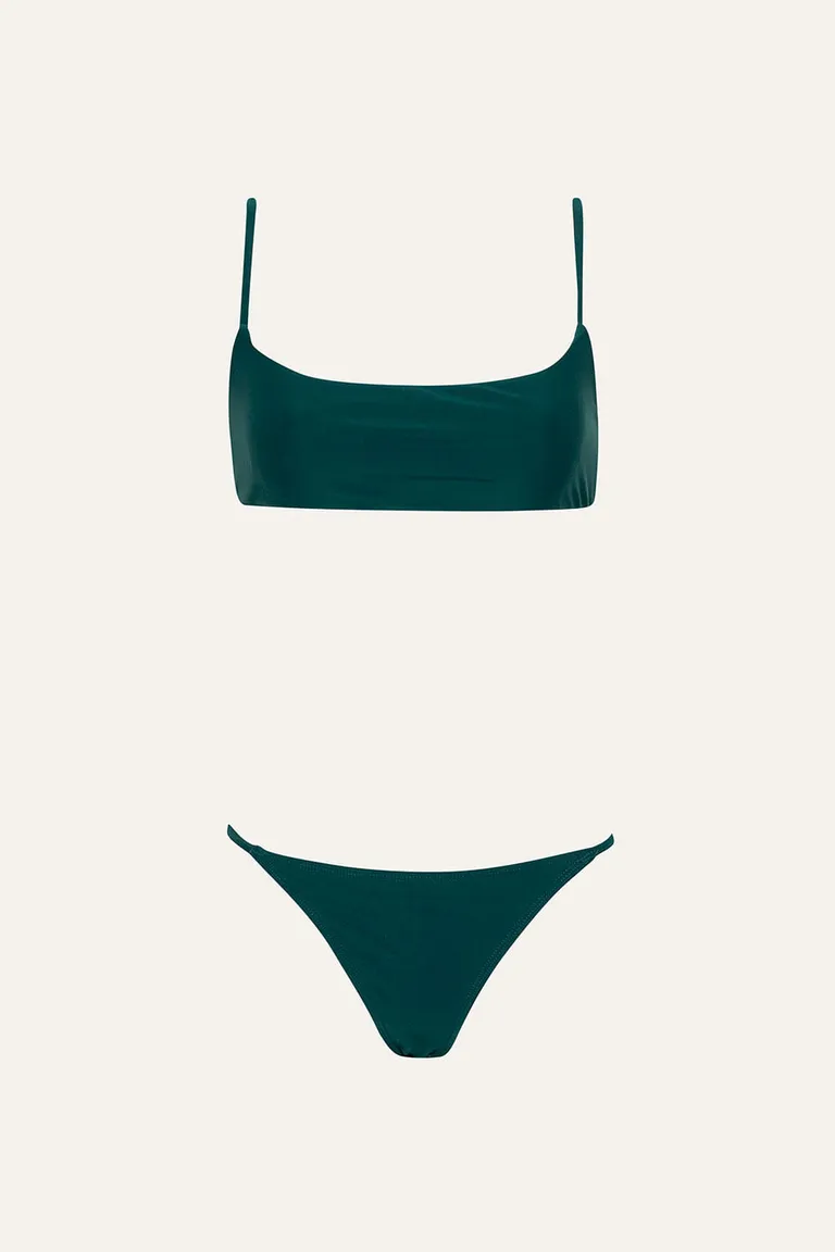 Conjunto de bikini verde con detalles minimalistas y tiras ajustables de 47 Street en Swimwear y Beachwear para argentina
