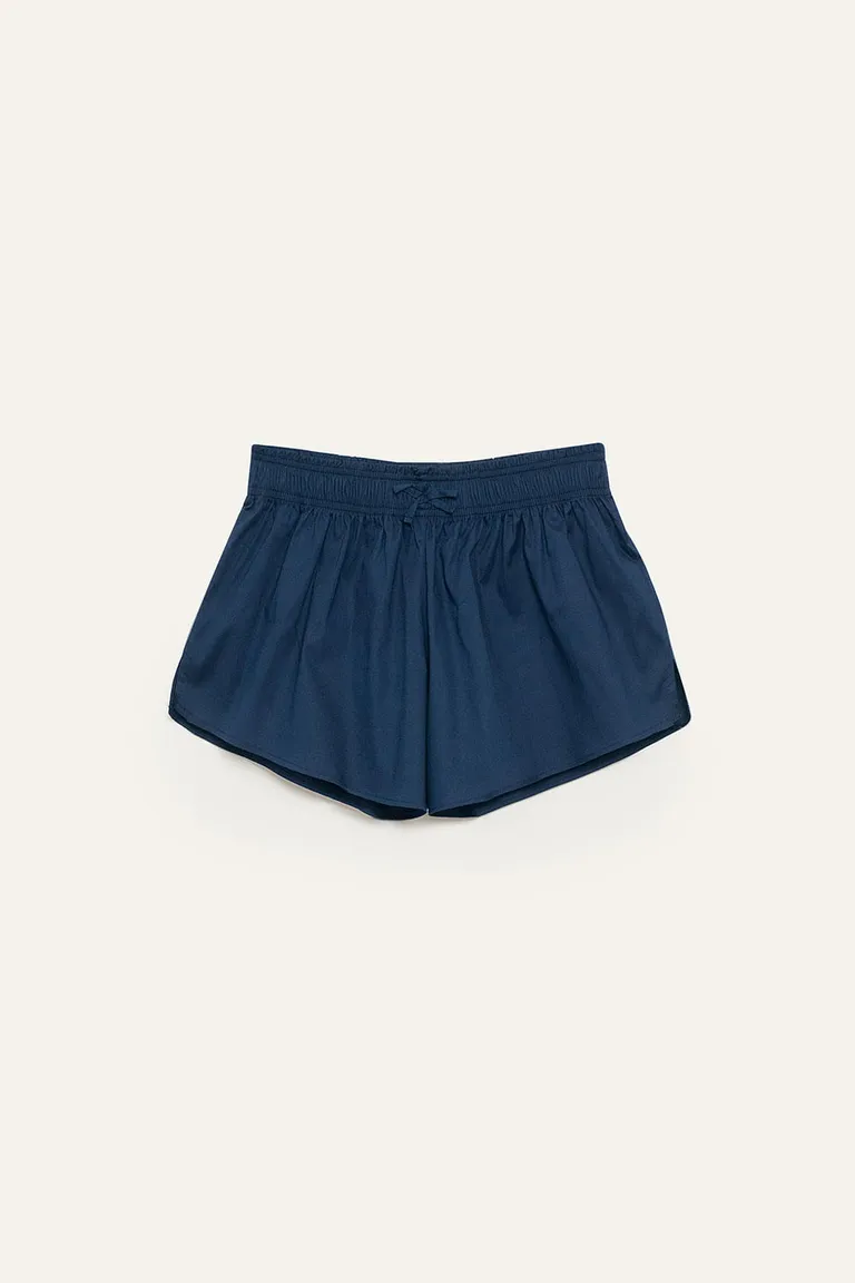 Short azul de poplín con detalle de moño en la cintura de 47 Street en Shorts para argentina