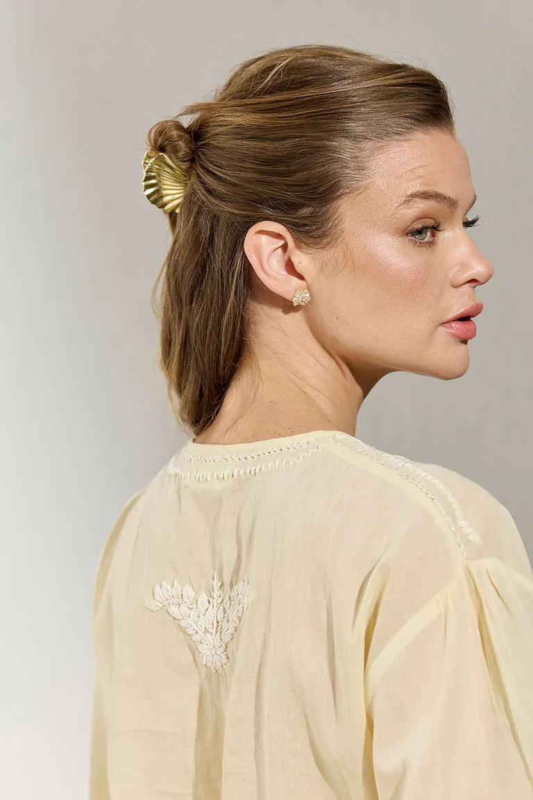 Blusa amarilla bordada con mangas globo estilo boho chic de Indiastyle en Blusas para argentina