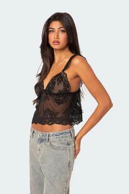 Top encaje transparente jasmine de Edikted en Tops para argentina