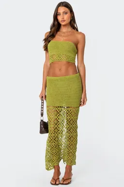 Falda maxi crochet con abertura de Edikted en Faldas para argentina