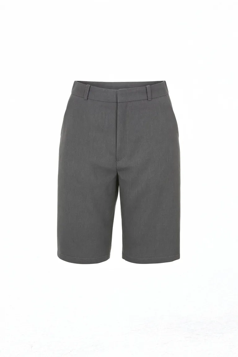 Bermuda Gris Modular de Crepe Sastrero con Bolsillos Laterales y Cierre de Botón de Naíma en Pantalones para argentina