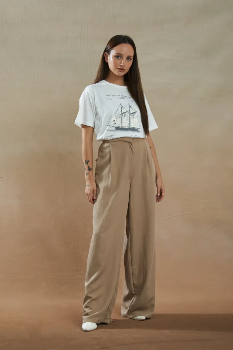 Pantalones rectos y amplios de corte alto para mujer de Apricot en Pantalones para argentina