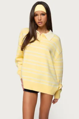 Sweater rilynn rayado estilo polo de Edikted en Buzos y Sweaters para argentina
