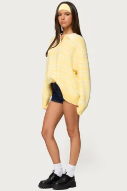 Sweater rilynn rayado estilo polo de Edikted en Buzos y Sweaters para argentina