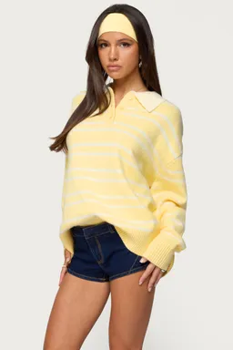 Sweater rilynn rayado estilo polo de Edikted en Buzos y Sweaters para argentina