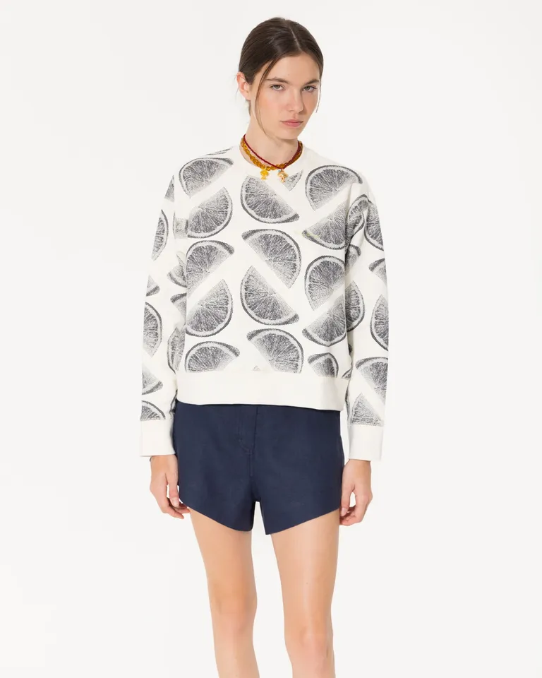 Buzo estampado de tela de punto para mujer, de estilo fresco y elegante de Jazmin Chebar en Buzos y Sweaters para argentina