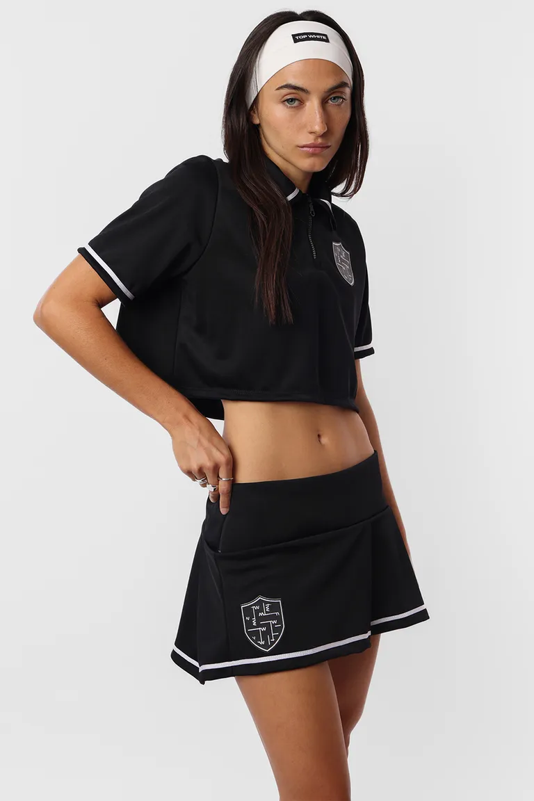 Shorts deportivo negro de corte tableado y cierre lateral para mujer de Top White en Shorts para argentina