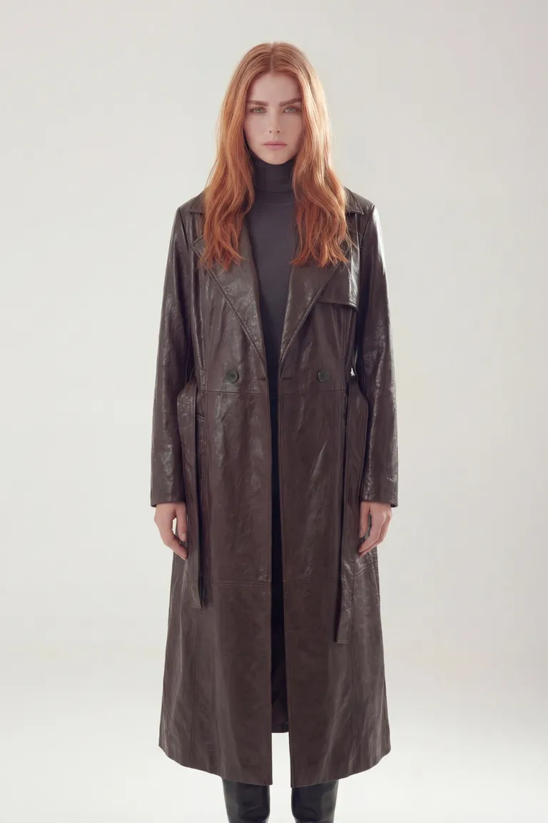 Trench coat largo con lazo de ajuste y solapas clásicas para mujer de Akiabara en Tapados para argentina