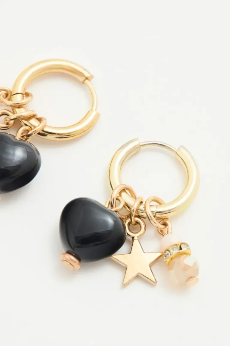 Elegantes pendientes dorados con forma de corazón y estrella para realzar tu estilo de Rapsodia en Bijouterie para argentina