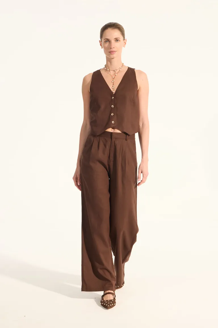 Chaleco de lino viscosa con escote en V y elástico posterior de Portsaid en Chalecos para argentina