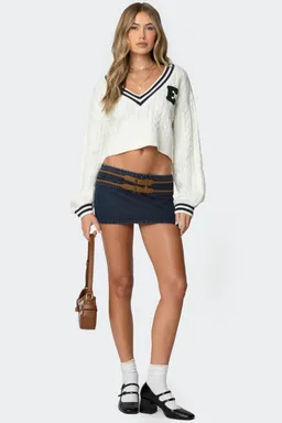 Mini skort denim hebilla doble de Edikted en Shorts para argentina