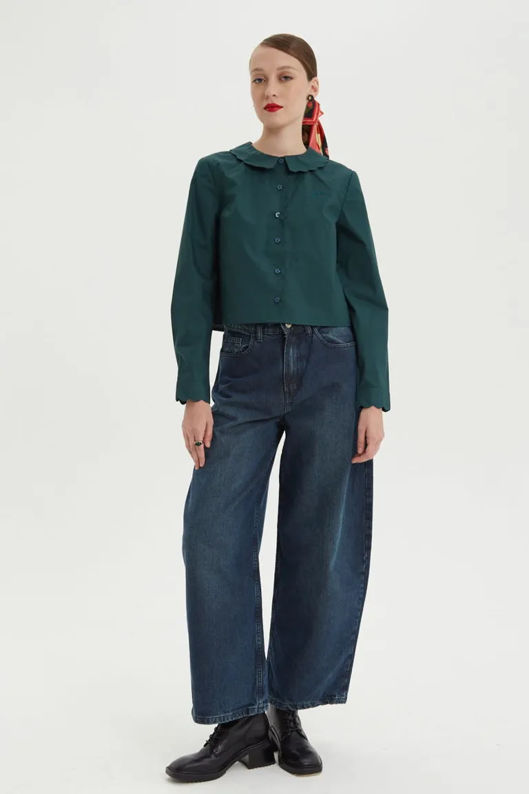 Pantalón de jean de corte ancho y ajuste holgado en un tono azul desgastado de Las Pepas en Pantalones para argentina