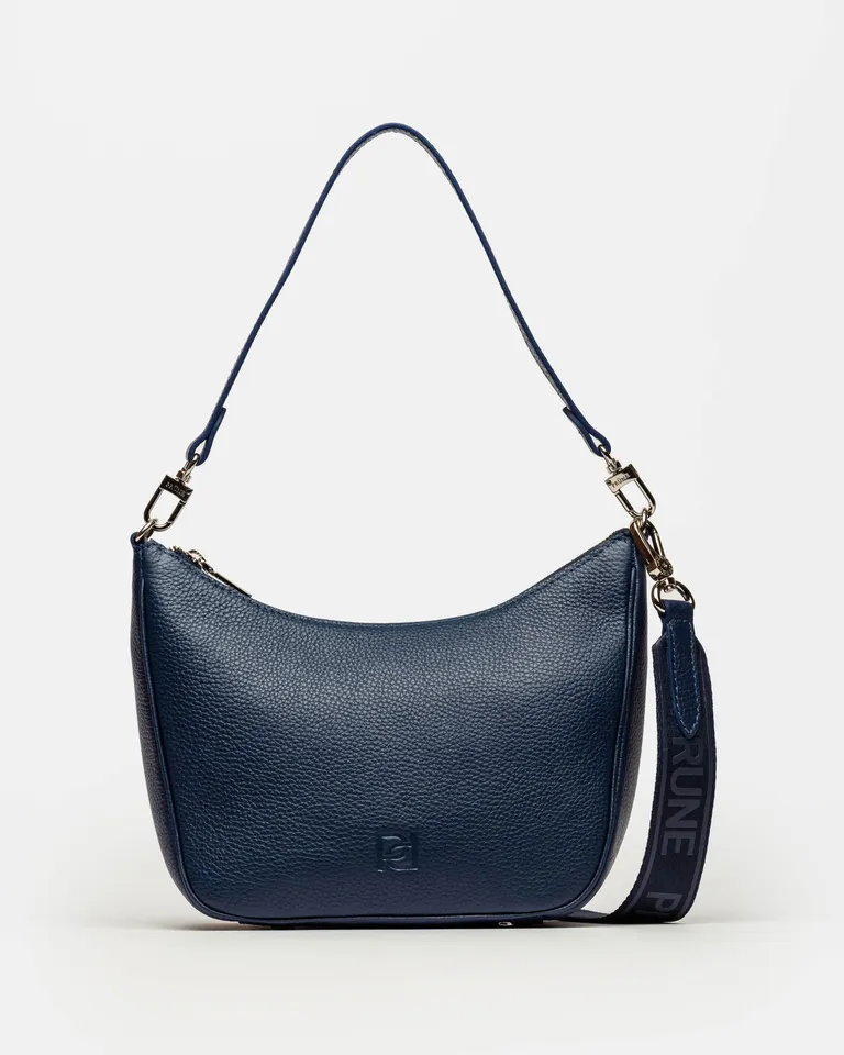 Cartera de Cuero Graneado con Silueta Curva y Correa Ajustable de Prüne en Bolsos y Carteras para argentina