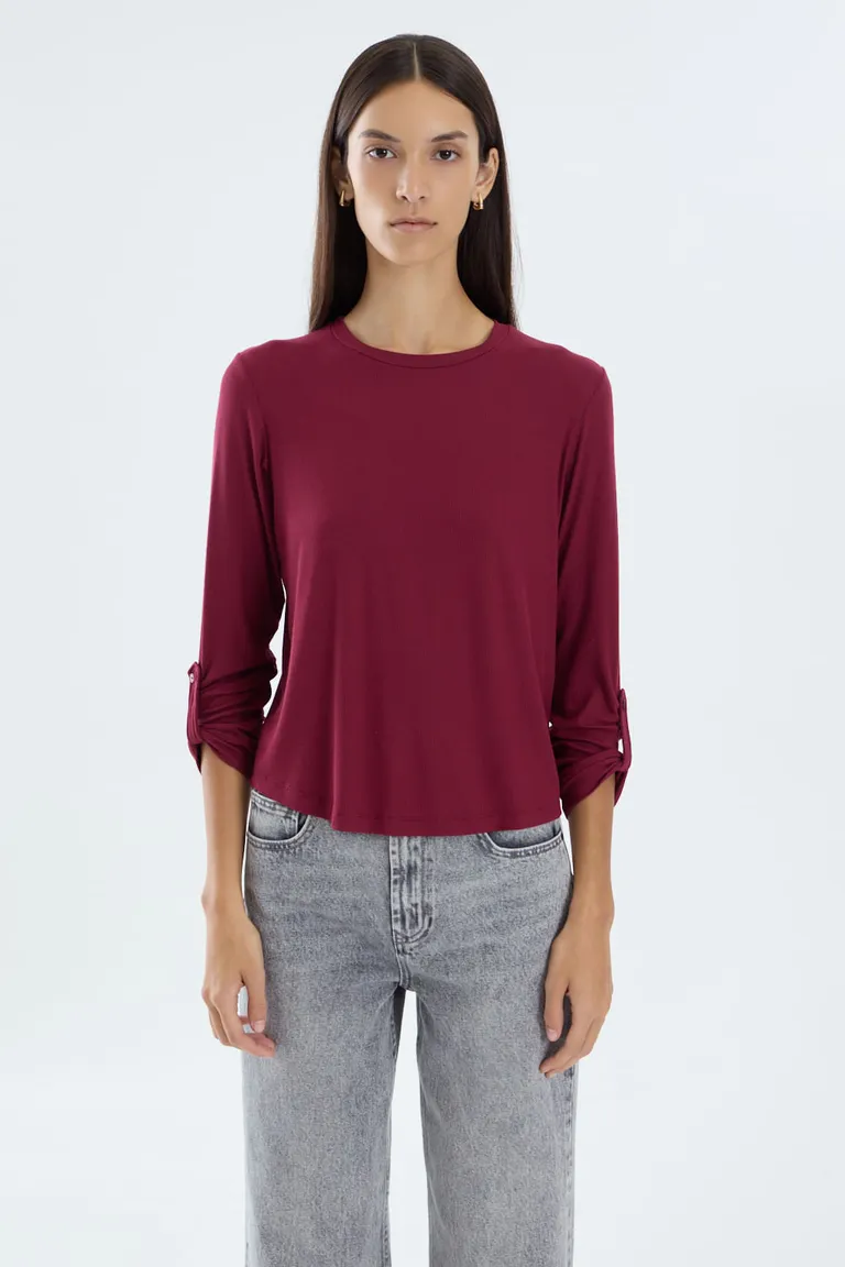 Remera manga larga con detalle de presillas y cuello redondo de Portsaid en Remeras para argentina