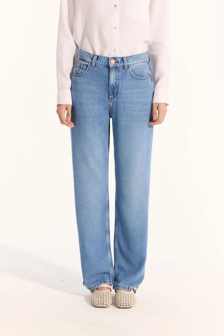 Pantalón de tiro medio en denim texturizado para mujer de Portsaid en Pantalones para argentina