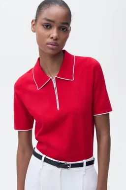 Sweater polo ribetes contraste de Mango en Remeras para argentina