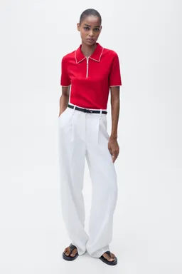 Sweater polo ribetes contraste de Mango en Remeras para argentina