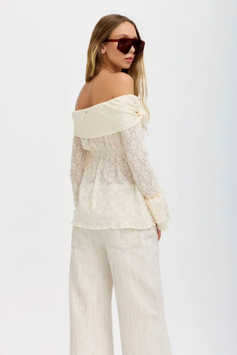 Blusa de encaje de punto con mangas amplias para mujer de Tucci en Blusas para argentina