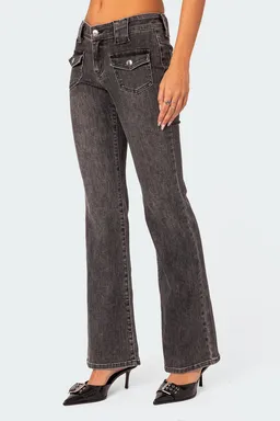 Flare jeans tiro bajo tatum de Edikted en Pantalones para argentina