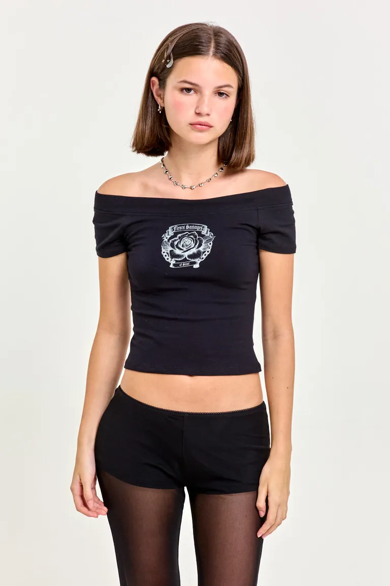 Remera de algodón con escote bote y estampado vintage de 47 Street en Remeras para argentina